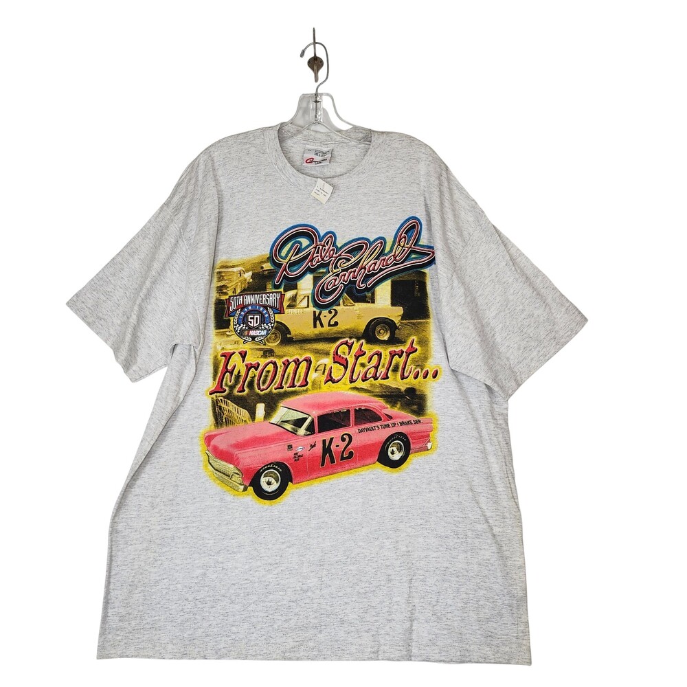 Vntg NWT Dale Earnhardt Shirt XL Gray NASCAR Racing Intimidator USA FLAW #954